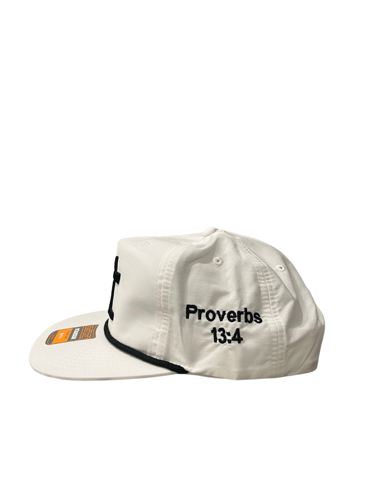 Rope Hat Proverbs 13:4 White