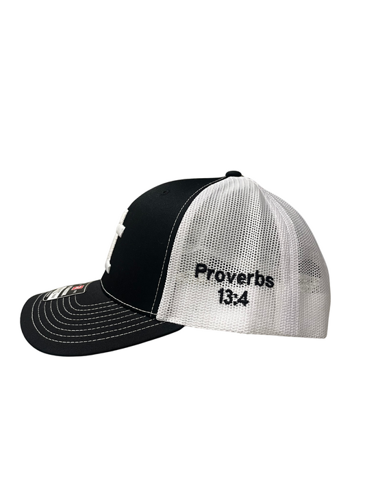 Trucker Hat Proverbs 13:4 Black/white