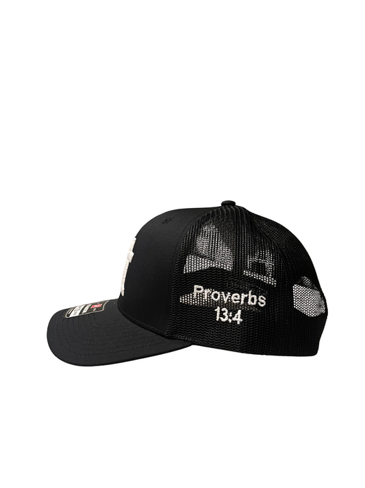 Trucker Hat Proverbs 13:4 Black/black